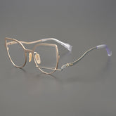 Liz Personality Cat Eye Metal Irregular Glasses Frame Cat Eye Frames Southood Gold